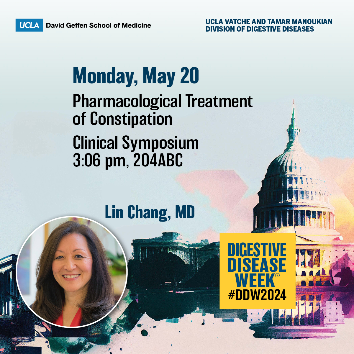 💥Add to your #DDW2024 calendar!

➡️Pharmacological Treatment of #Constipation
➡️@LinChangMD
➡️Monday, May 20, 3:06 pm, 204ABC