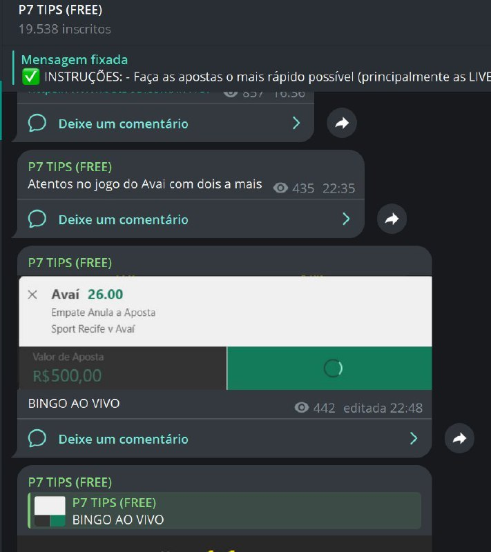 ACABEI DE ENVIAR UMA ODD 26 PRA 16K de pessoas NO MEU GRUPO FREE 🚀

EU NÃO PRECISO DE TRETA PRA CRESCER....
EU APENAS MOSTRO RESULTADOS, QUEM ME ACOMPANHA SABE O QUANTO O GRUPO É LUCRATIVO !

Não sou um viciado de merda que envia qualquer coisa, eu apenas envio tips que vejo