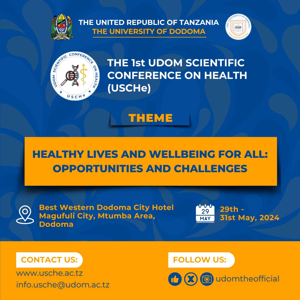 Event3 Its on 29-31 May, USCHe will be conducted at BEST WESTERN DODOMA CITY HOTEL, MAGUFULI CITY, MTUMBA AREA DODOMA. 11 Days left. #UDOMHealth #USCHe2024 @udom_public_hdp @udomhealthclub @udomofficial @Katalam1Leonard @KiretunLalashe