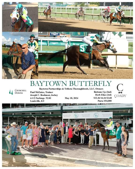 Paul McEntee (@mcenteeracing) on Twitter photo Baytown Butterfly wins with ease first time of asking at churchill tonight with a brilliant ride by Joe Bealmear #BaytownPartnerships <a href="/ChurchillDowns/">Churchill Downs</a> <a href="/spendthriftfarm/">Spendthrift Farm</a> <a href="/philmcentee1/">phil mcentee</a> <a href="/markmcentee2/">Mark McEntee</a> Baytown Butterfly wins with ease first time of asking at churchill tonight with a brilliant ride by Joe Bealmear #BaytownPartnerships <a href="/ChurchillDowns/">Churchill Downs</a> <a href="/spendthriftfarm/">Spendthrift Farm</a> <a href="/philmcentee1/">phil mcentee</a> <a href="/markmcentee2/">Mark McEntee</a>