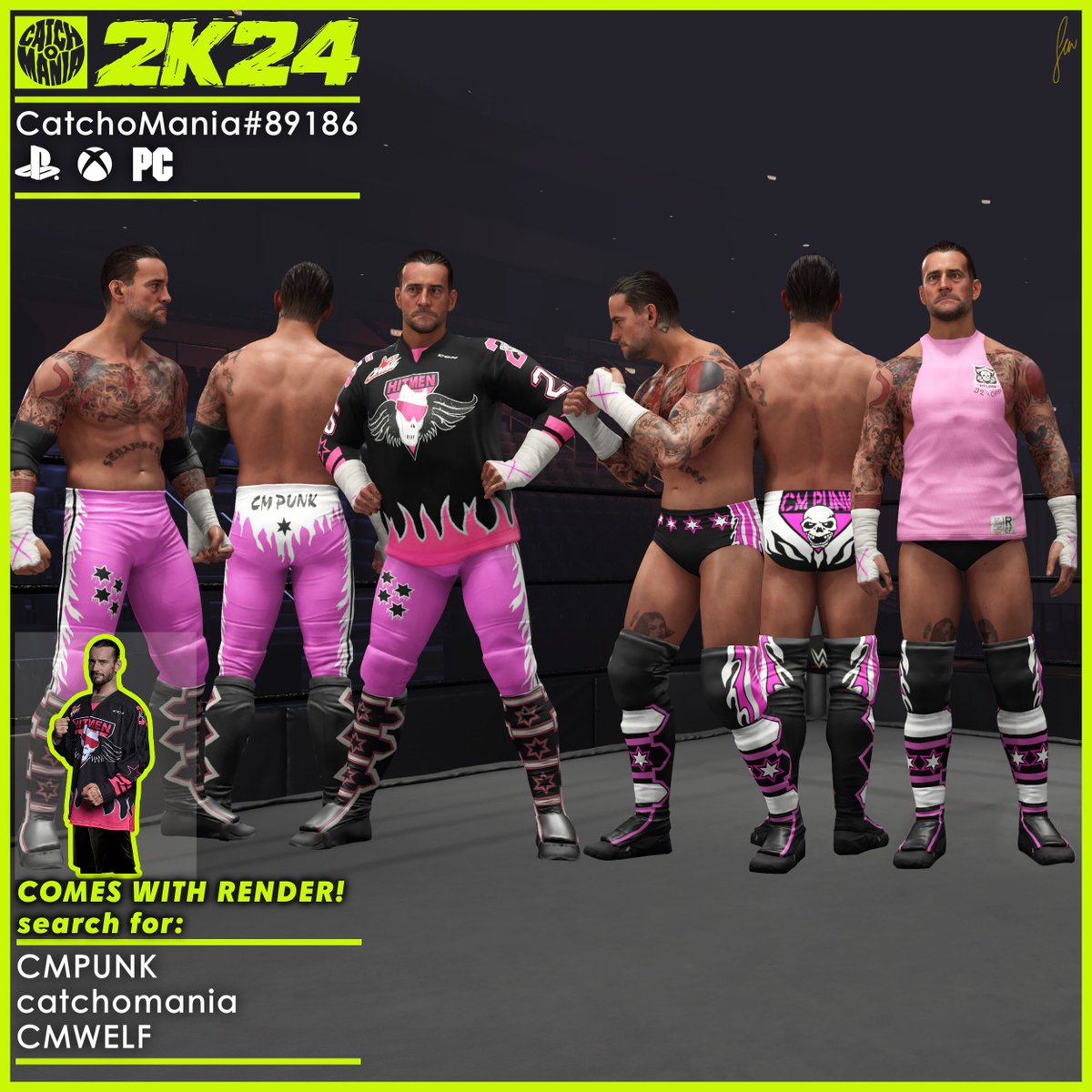PART 7 Custom @BretHart 💕 #WWE2K24 (Import the attires to your preferred Punk creation)