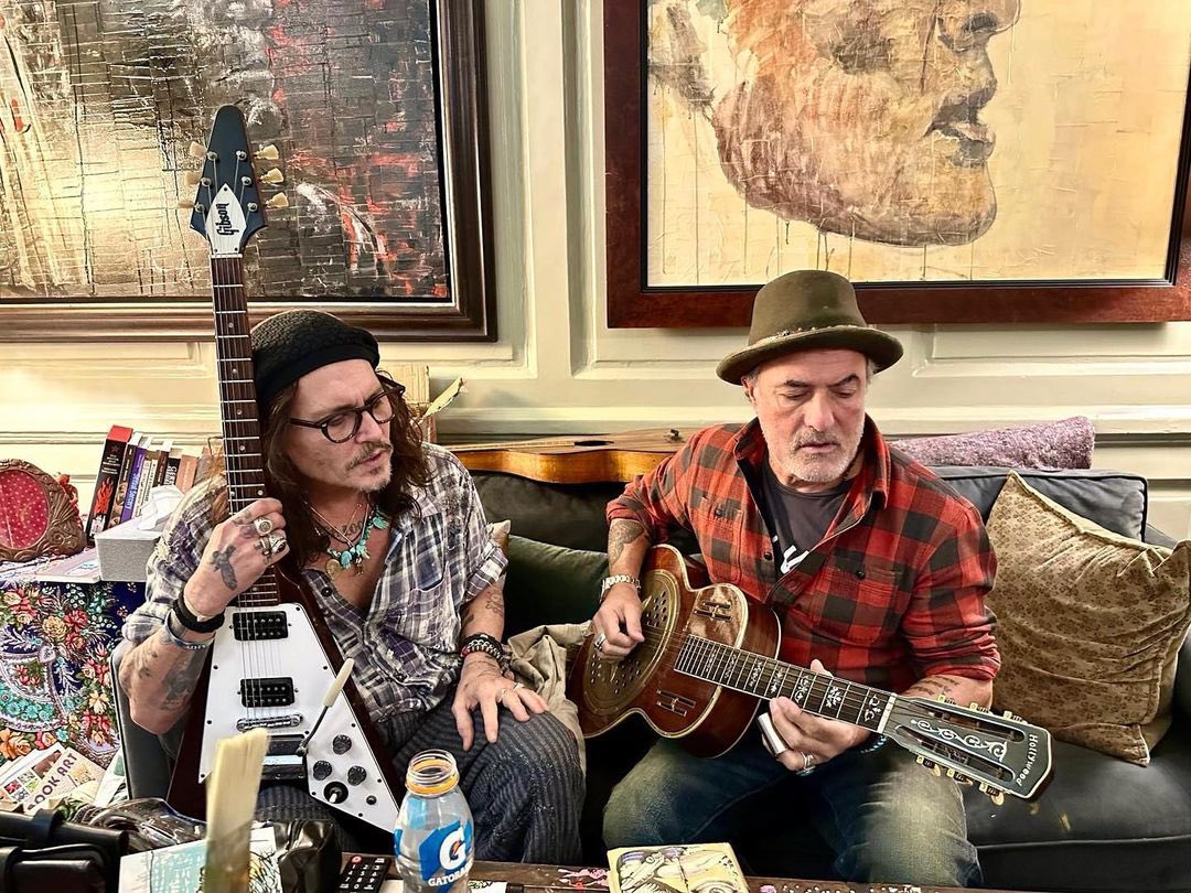 Throwback photo of god dad (#JohnnyDepp) w/ Mr. corcho rodriguez at god dad’s home in London, UK (March 1st 2024) (Repost from corchorodriguezok’s IG | @rosshalfin)