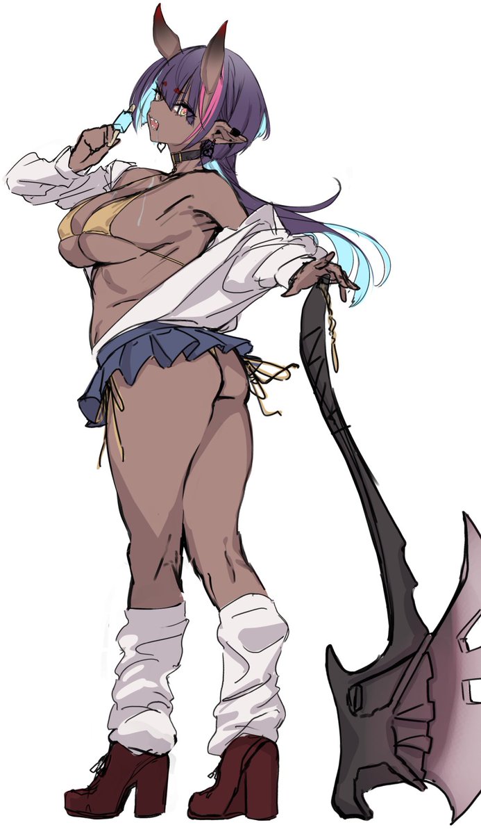 OCラフ1h+a
鬼ギャル2
ついでに前描いた娘と並べてみた