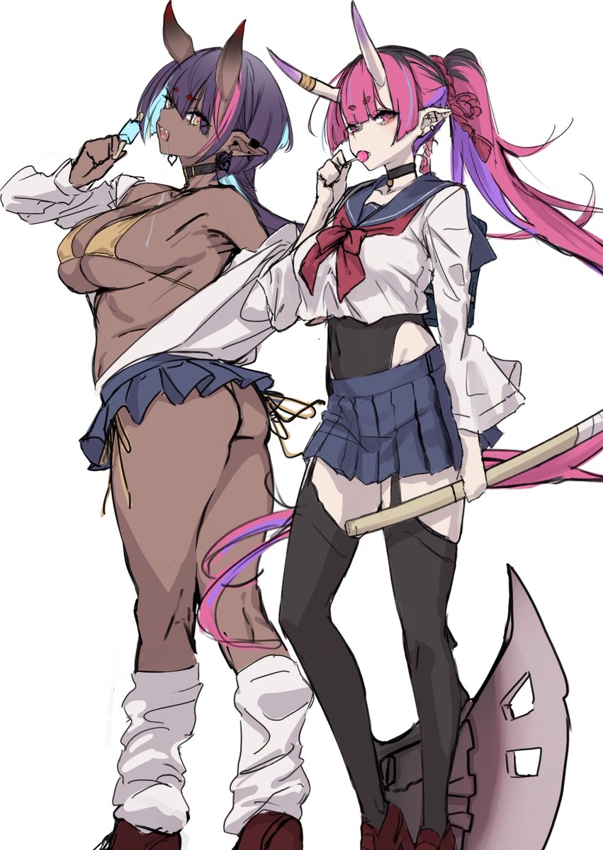 OCラフ1h+a
鬼ギャル2
ついでに前描いた娘と並べてみた