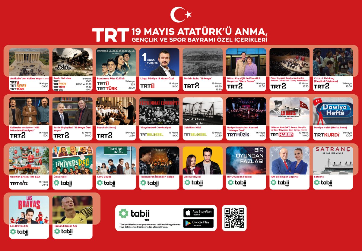 🗺 Küresel yayıncılıktaki zirveye ulaşma hedefimizde; hayalleriyle, vizyonlarıyla ve emekleriyle genç çalışma arkadaşlarımız Kurumumuza büyük değer katıyorlar.  

Genç çalışanlarımız başta olmak üzere ülkemizin tüm gençlerinin 19 Mayıs Atatürk'ü Anma, Gençlik ve Spor Bayramı