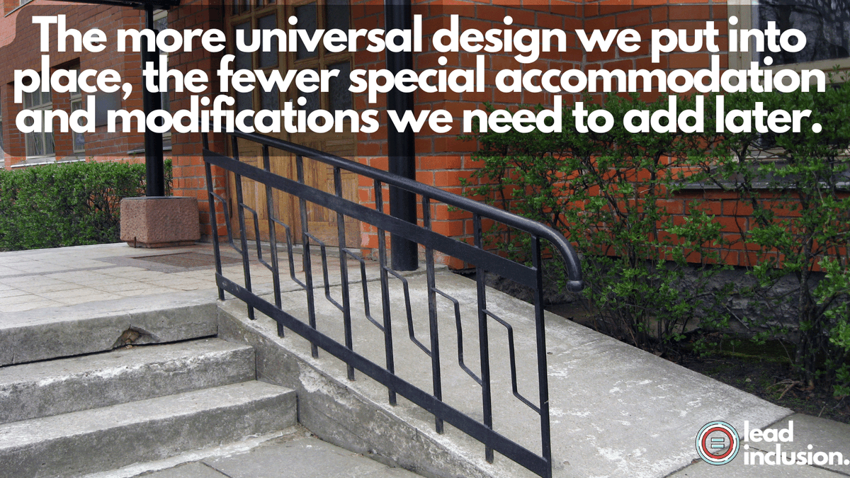 🌟 Just like the ramps around us that help everyone, the more universal design for learning we put into place in our #classrooms, the fewer special #accommodation and modifications we need to add later. #LeadInclusion #EdLeaders #Teachers #UDL #TeacherTwitter