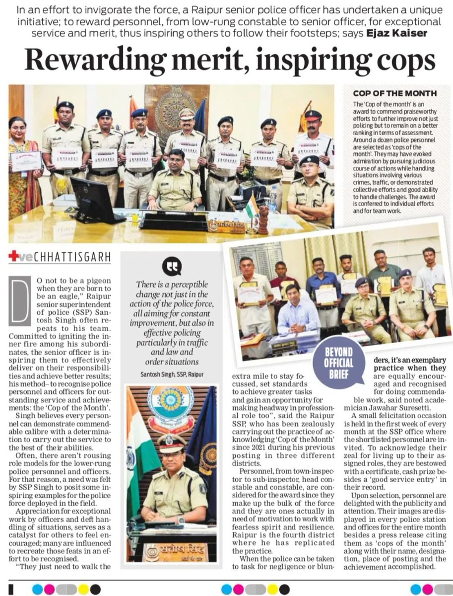 There are ‘offbeat’ ways to inspire & drive accountability in workforce making them proficient, result-oriented. One such practice by a #police chief in Chhattisgarh capital @NewIndianXpress @HMOIndia @santwana99 @Shahid_Faridi_ @CG_Police