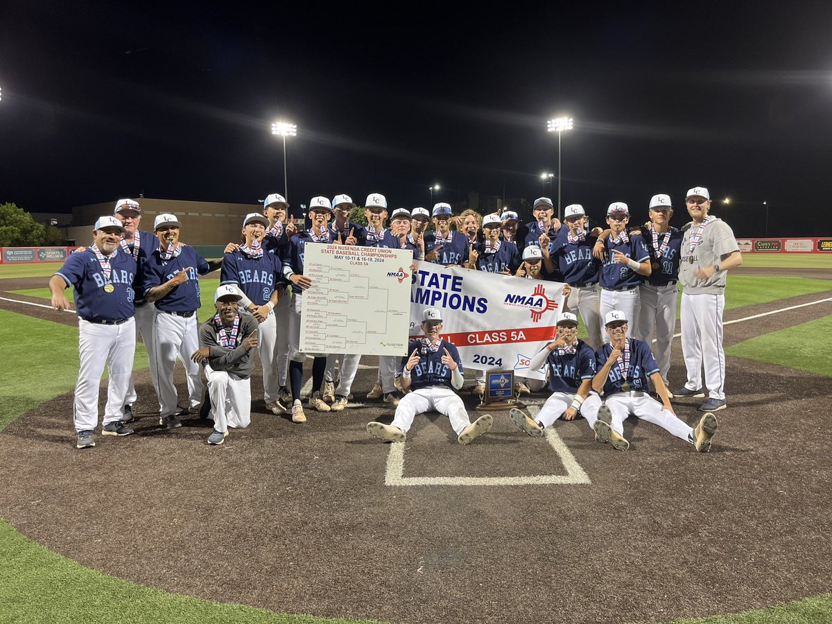 The La Cueva Bears win the 2024 Nusenda Credit Union State 5A Baseball Championship, over the Cleveland Storm, 3-2. @nusendacu