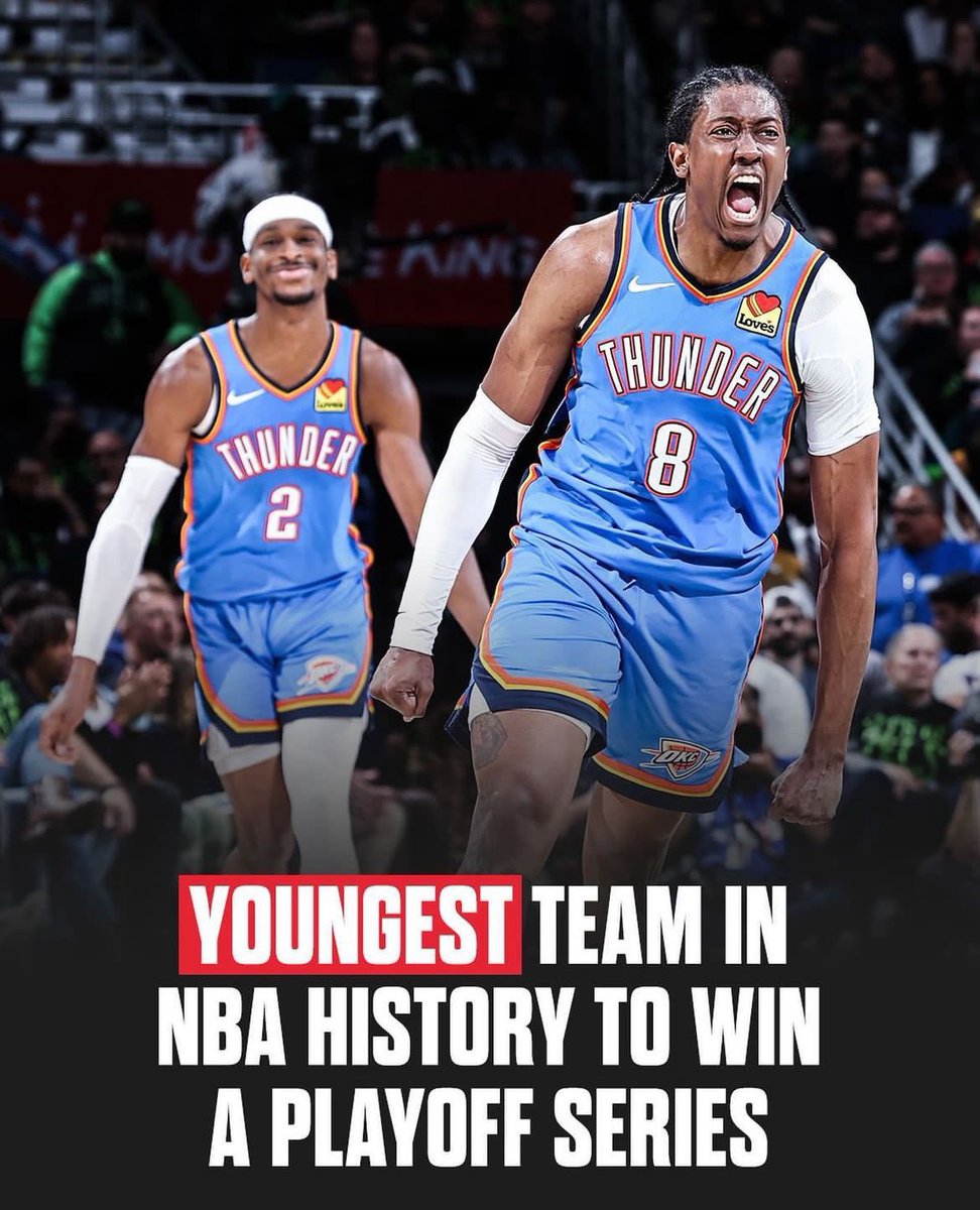 bbaumbro's tweet photo. The OKC Thunder had an incredible season! 🏀

🌩️Top Seed in the West
🌩️MVP Candidate
🌩️NBA Coach of the Year
🌩️Youngest Team in NBA History to Win a Playoff Game!

 Can’t wait for next Season! Thunder Up! #ThunderUp #GoOKC @okcthunder https://t.co/GSLCv5Bgle