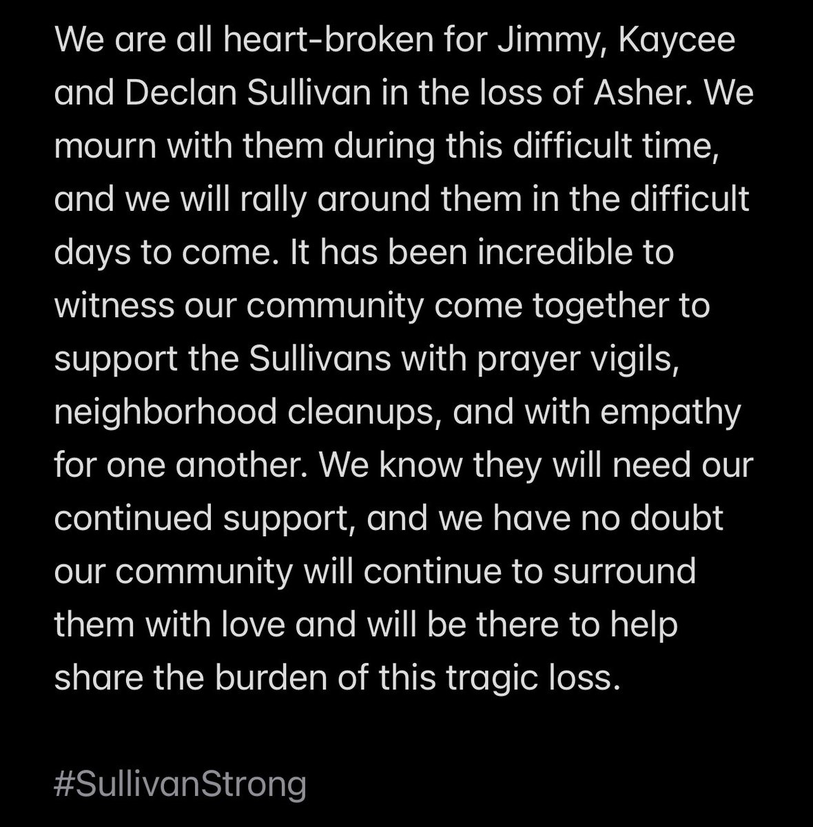 Important update from Dr. Sullivan.