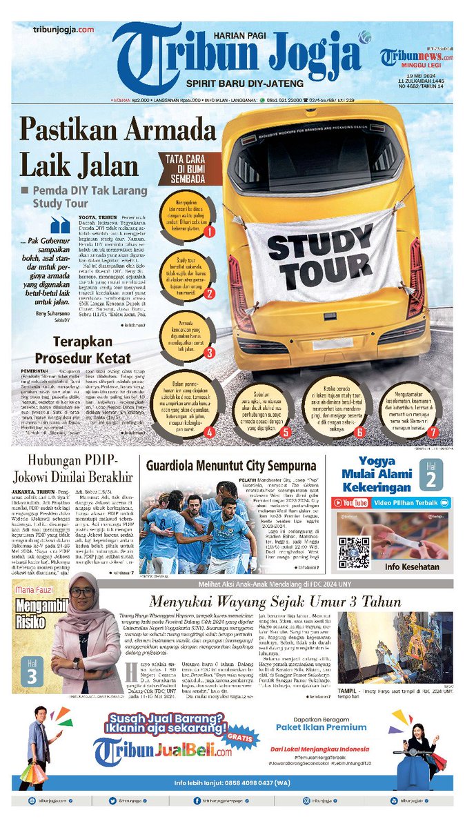 Tribun Jogja edisi Minggu, 19 Mei 2024. #studytour #city #arsenal