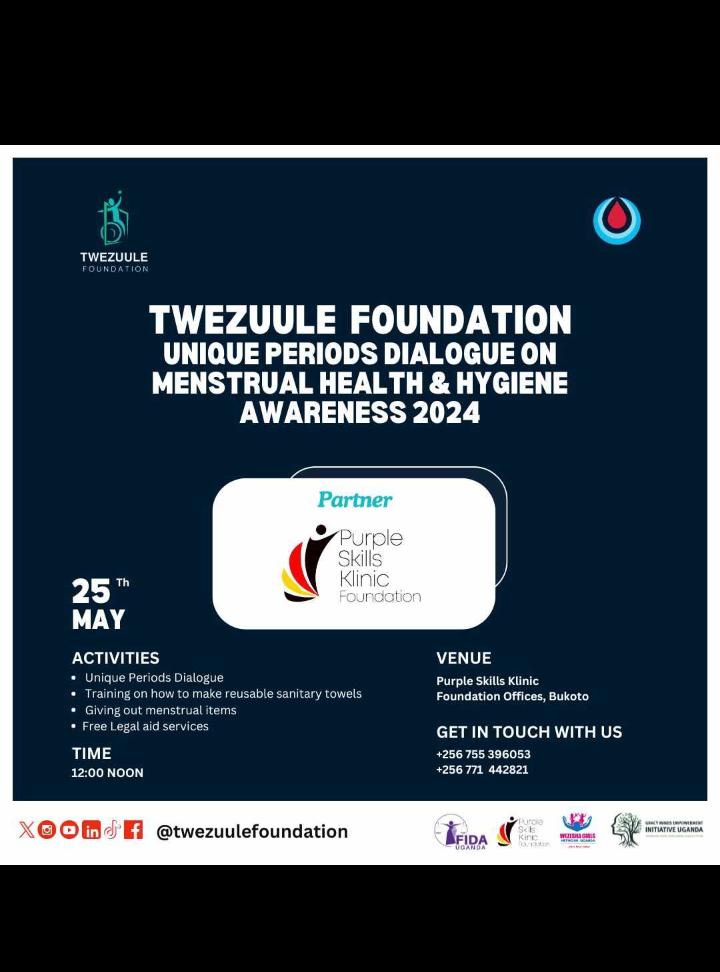 Every woman should be able to embrace there womanhood join us as we de-bank on the myth and misconceptions surrounding disability inclusive menstrual hygiene !! Date: 25 may 2024 Venue: purple skills clinic bukoto #UniquePeriods