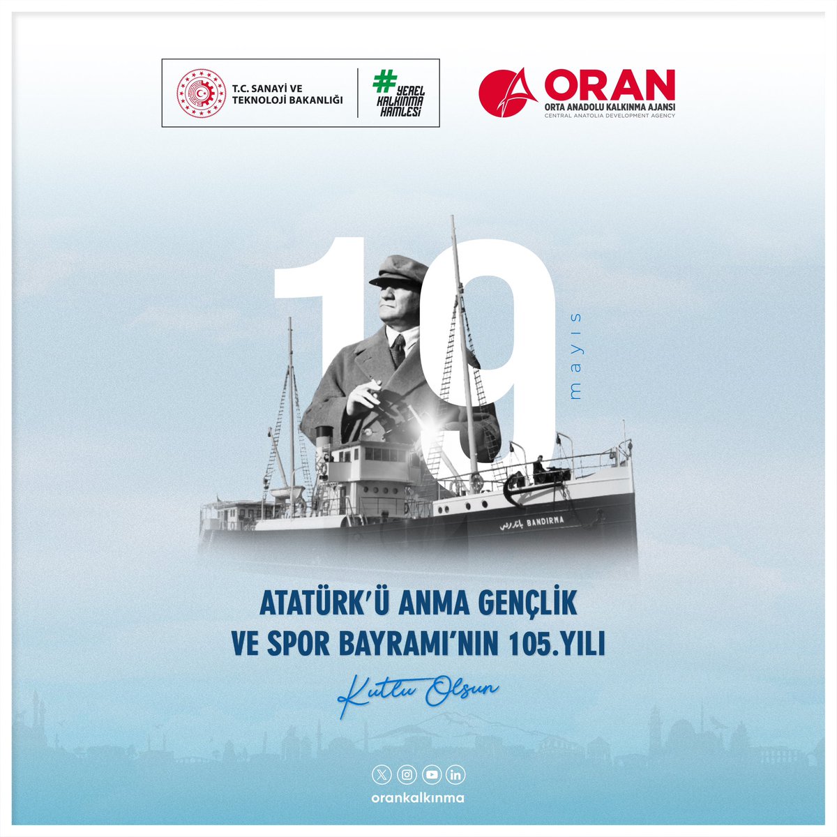 #19Mayıs Atatürk'ü Anma, Gençlik ve Spor Bayramı kutlu olsun.🇹🇷