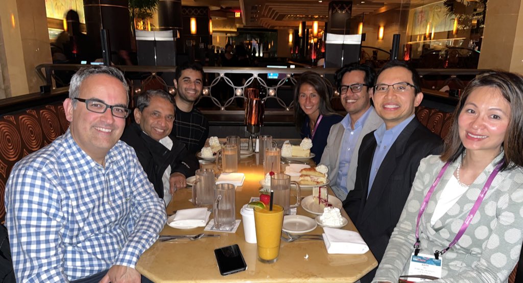 Excited for our GI fellows, #ChiraagKulkarni, @SedkiMD @RichieManikat and colleagues @Keyashian, #AtulShah, #DavidLimsui who are showcasing their work @DDWMeeting #DDW2014. Hanging out over dessert 🍰🧁before their talks. @Stanford_GI @WRayKimMD @StanfordDeptMed