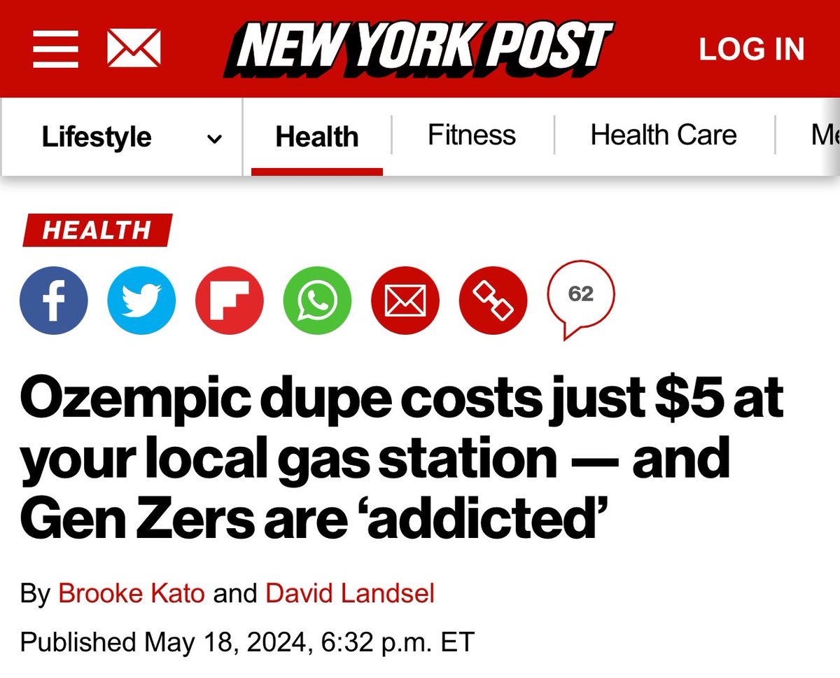 “Gas station Ozempic.” Truly the appetite suppressant of choice for the dumbest people on the planet.
