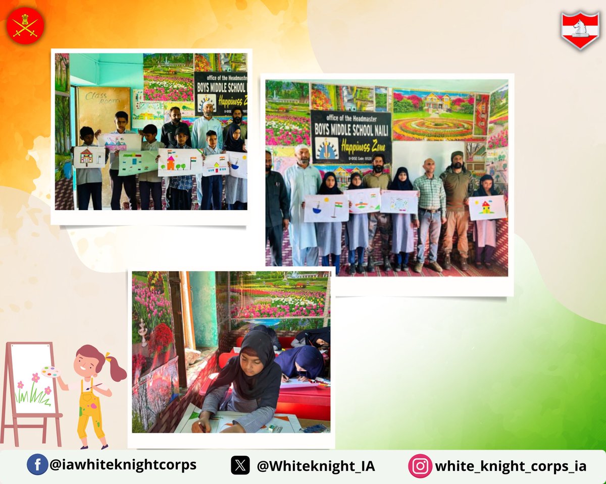 As part of the 25th anniversary of Kargil Vijay Diwas, Indian Army organised a painting competition at Girls Middle School, Naili, Manjakote.The event showcased the vibrant spirit of our youth who through their art, drew inspiration from the sacrifices of our brave soldiers.