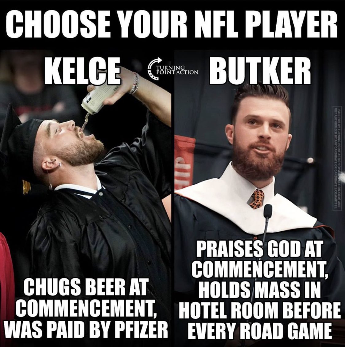 Harrison Butker hands down! 

Can’t understand the outrage
over a man speaking about traditional catholic values to a catholic audience at a catholic college. 🙄
