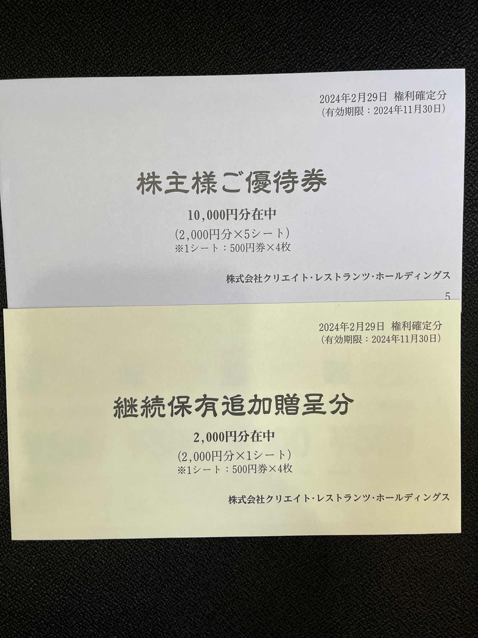 クリエイトレストランツ 株主優待券10,000円分（最新クリエイト