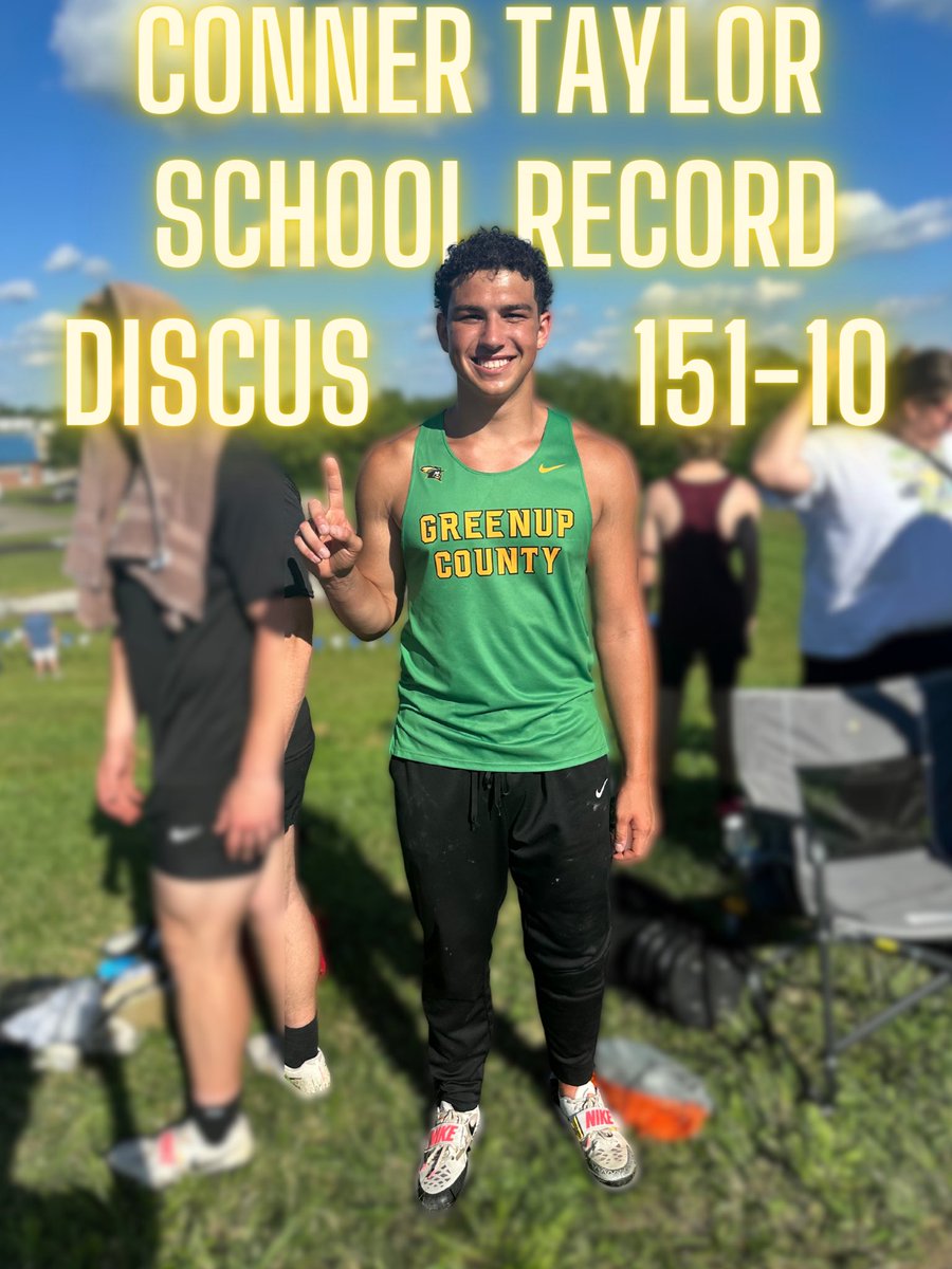Congratulations to Conner Taylor for his school record throw today at Regionals! 
3 ACL surgeries later and Conner Taylor is still breaking school records!