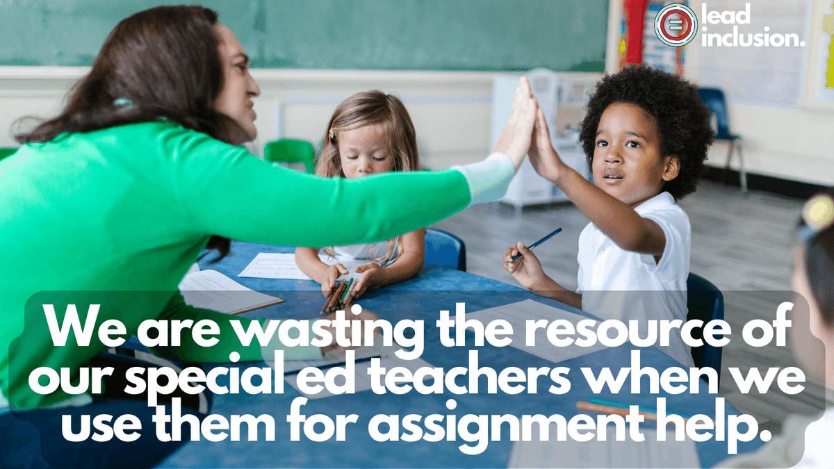 🎓 If a #student with an #IEP is struggling with an assignment, the assigning #teacher is the best person to help. We are wasting the resource of our special ed #teachers when we use them for assignment help. #LeadInclusion #EdLeaders #UDL #TeacherTwitter