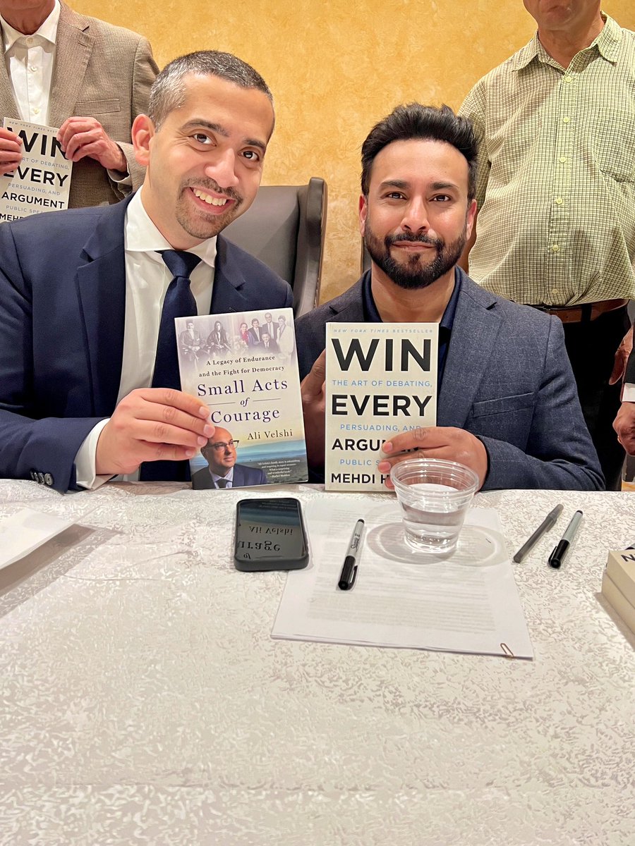 If you’ve ever questioned your power to be a change agent read @alivelshi ‘s Small Acts of Courage.  Great seeing my former colleague with a discussion led by the fabulous @southsideloislane.  @mehdirhasan was also in town signing his book.  He took a selfie with Velshi’s. 🤓