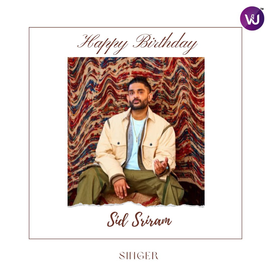 Birthday Wishes to Singer #SidSriram 😄🎂💐 #HBDSidSriram #HappyBirthdaySidSriram @sidsriram Warm Regards Team @V4umedia_ & @RIAZtheboss