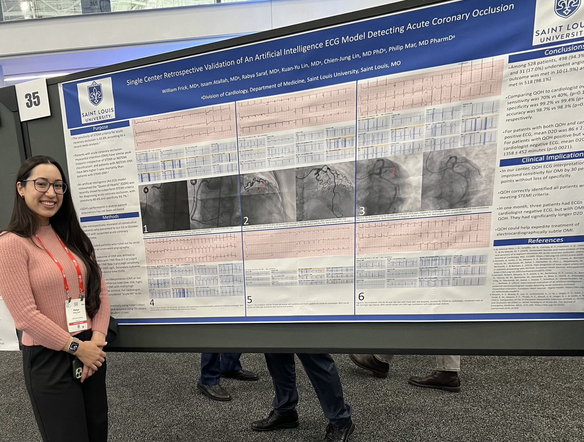 SLU Cardiology Fellowship (@slucards) on Twitter photo Our budding #EPeeps had a great time at #HRS2024! Special congrats to <a href="/willyhfrick/">Willy Frick</a> for presenting such an innovative poster on the role AI can play in detecting OMI <a href="/ssgsomshukla/">Somshukla Ghosh</a> <a href="/rabyasaraf/">Rabya Saraf, MD</a> Our budding #EPeeps had a great time at #HRS2024! Special congrats to <a href="/willyhfrick/">Willy Frick</a> for presenting such an innovative poster on the role AI can play in detecting OMI <a href="/ssgsomshukla/">Somshukla Ghosh</a> <a href="/rabyasaraf/">Rabya Saraf, MD</a>