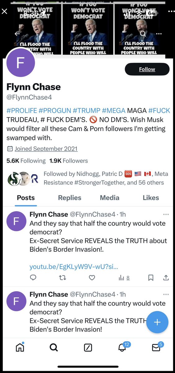 🚨There are so many resisters following this maga account, it’s unsettling! He loathes us! I truly wish our community would be more vigilant about not exposing our accounts to vile people such as this! ( I know some accounts flip ), but, let’s try harder, myself included🚨