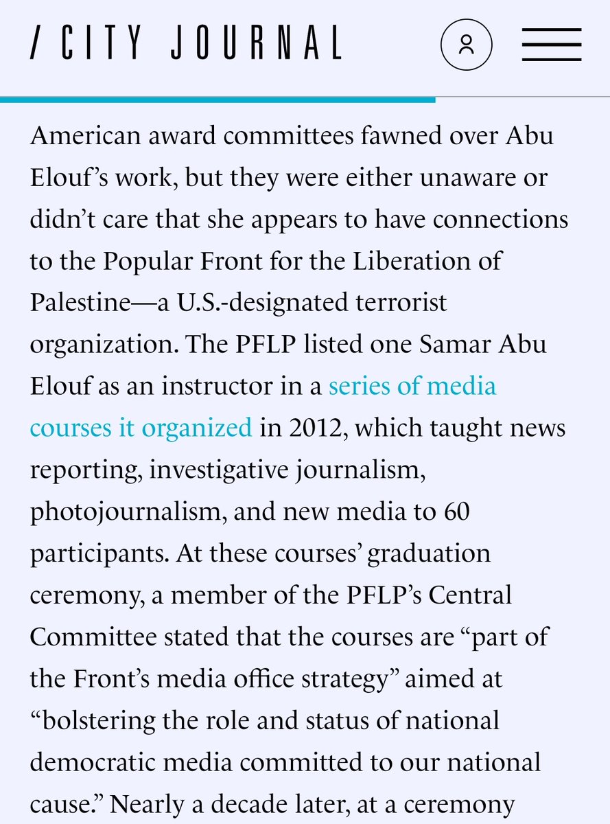 The @nytimes hired a journalist who taught a course for the PFLP Read my latest in @CityJournal for more: city-journal.org/article/reward…