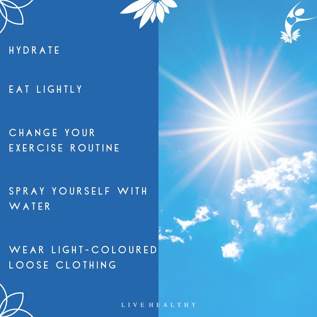 Don’t let the #heat get in the way of your #Wellness
Discover these effective tips against the heat this summer! 
•
•
•
#heatwave #wellnessunderthesun #hydrate #radiate #sweatitout #jehangirwellnesscentre #jwc #livehealthy #getwellnesssoon #dontjustgetwellstaywell #weaddcare