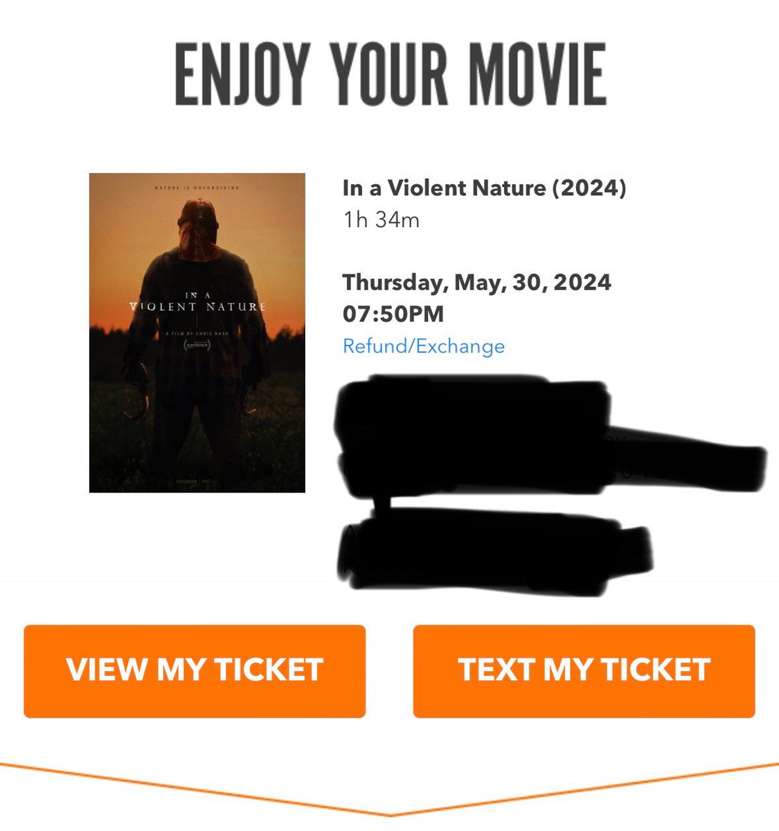 Tix snagged! Cannot wait to see this in the theatre. 

#inaviolentnature