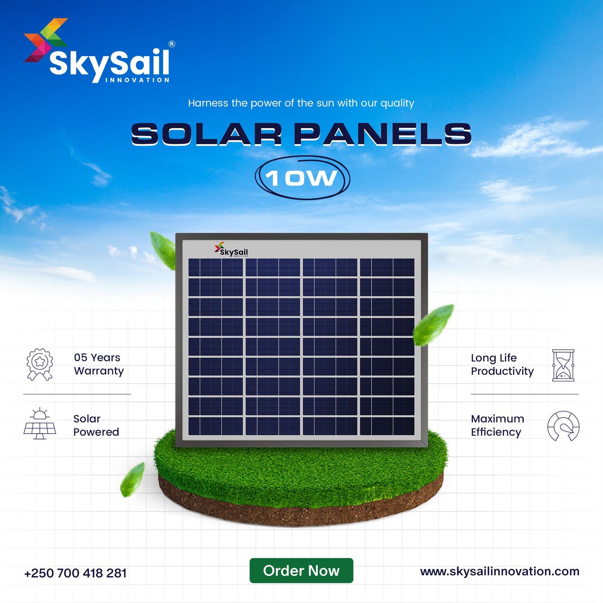 ☀️ Shine bright with SkySail Innovation's quality Solar Panels 10W! 🌞 Embrace renewable energy and illuminate your world with eco-friendly solutions. Let the sun power your journey towards sustainability! 💡 #SkySailInnovation #SolarPower #RenewableEnergy