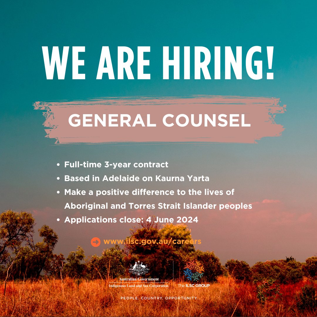 #JobAlert

We have an exciting job opening at the #ILSC for a General Counsel. This unique opportunity is a full-time 3-year contract based in Adelaide on Kaurna Yarta. ⚖️ #WorkWithUs #MakeADifference

Details and how to apply 👉🏿 ilsc.gov.au/about/careers/…
