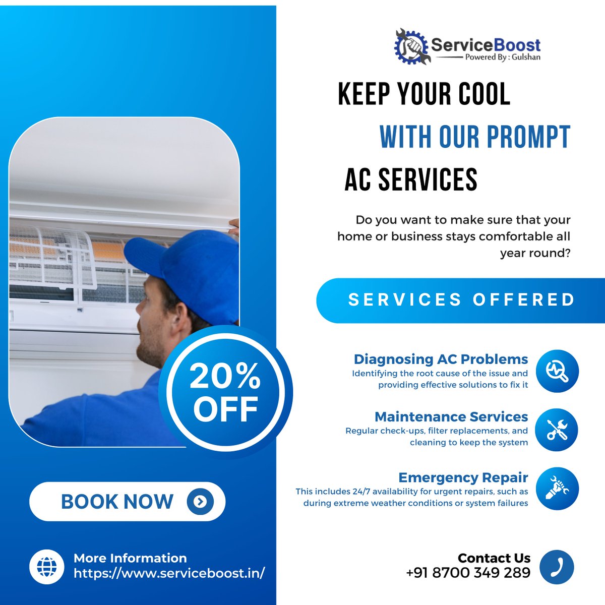 ServiceBoost1's tweet image. Upgrade your home comfort with Service Boost's AC Repair Service. Enjoy energy-efficient cooling without the long-term commitment. 

#ACRental #ACRentNearMe #WindowACRepair #SplitACRepair #MovingMadeeasy #ACRepairservice #EnergyEfficiency