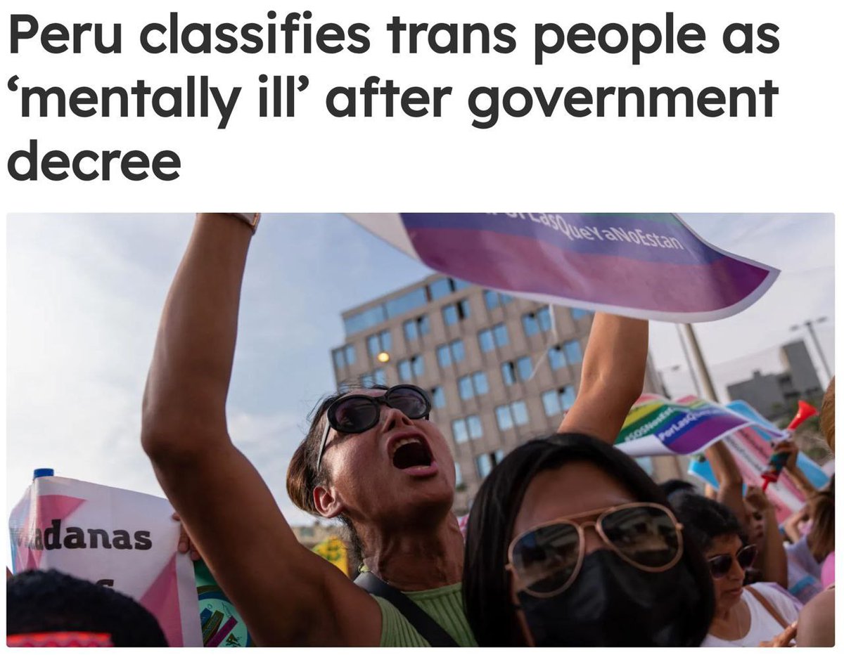🇵🇪 Le persone trans, non binarie e intersessuali in Perù sono ora classificate come “malate di mente” a seguito di un decreto del Ministero della Sanità.