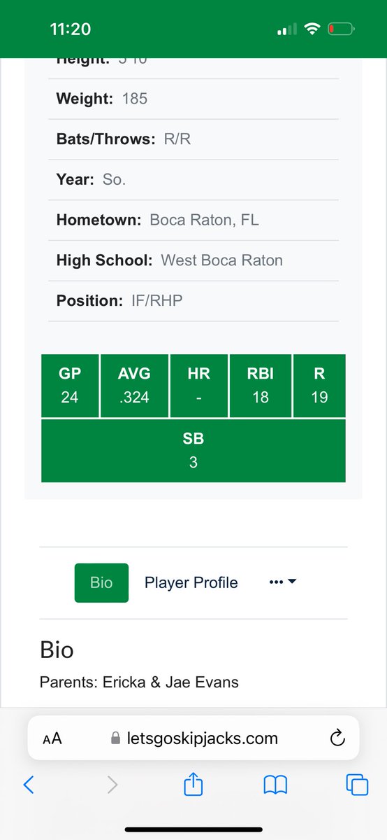 James Evans (@jamesevans221) on Twitter photo Here’s my end of the year stats was good year for the peake just didn’t end how we would of liked it. In 24 games I hit .324, with 18rbis and 19 runs scored.
<a href="/peakebaseball/">ChesapeakeBaseball</a>
<a href="/CrosBrosRecruit/">CrosBros Recruits</a> Here’s my end of the year stats was good year for the peake just didn’t end how we would of liked it. In 24 games I hit .324, with 18rbis and 19 runs scored.
<a href="/peakebaseball/">ChesapeakeBaseball</a>
<a href="/CrosBrosRecruit/">CrosBros Recruits</a>