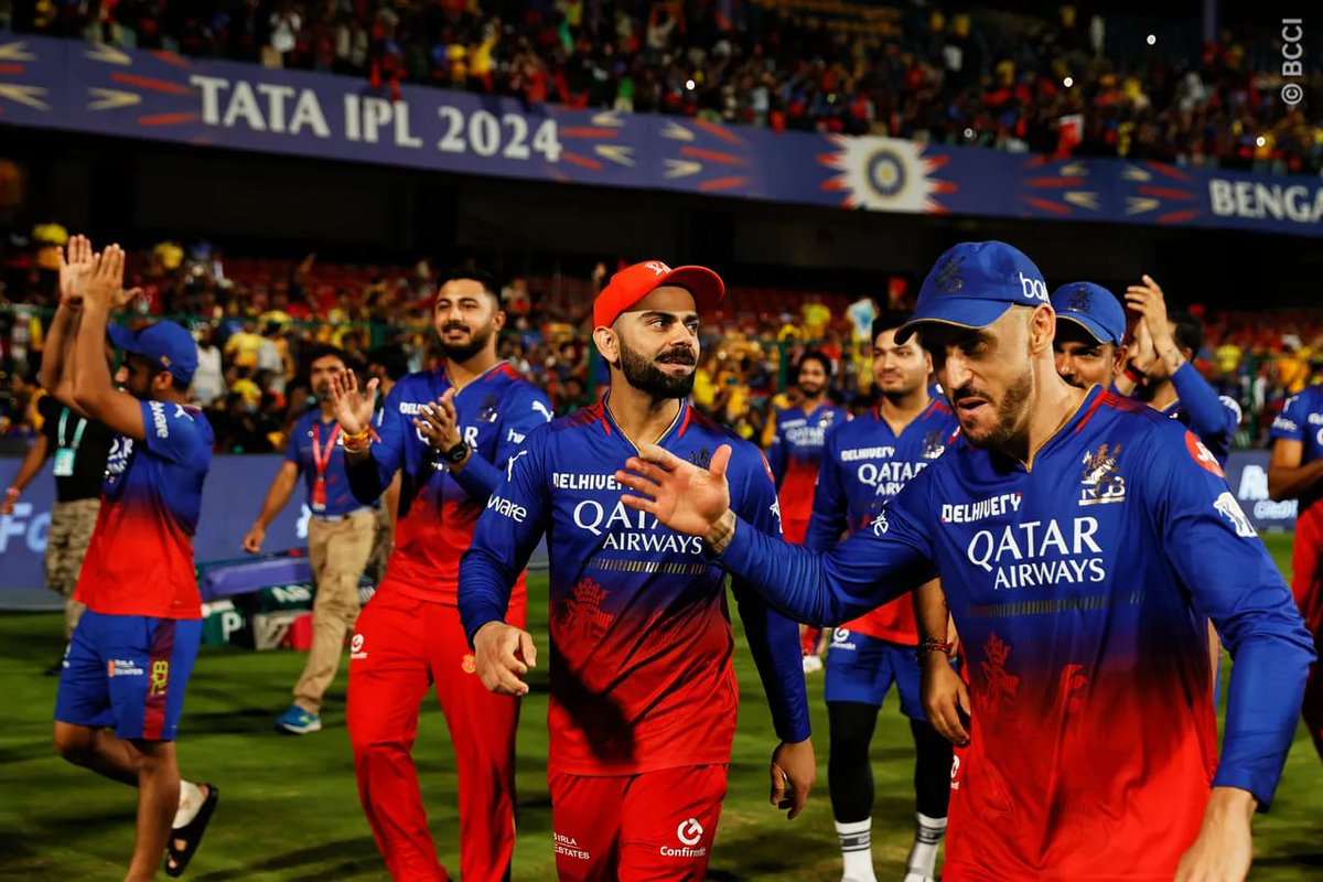 IPL 2020 - Playoffs. 
IPL 2021 - Playoffs. 
IPL 2022 - Playoffs. 
IPL 2023 - Missed the Playoffs by 2 points. 
IPL 2024 - Playoffs*

Phenomenal consistency by RCB in the last 5 seasons. 🤯