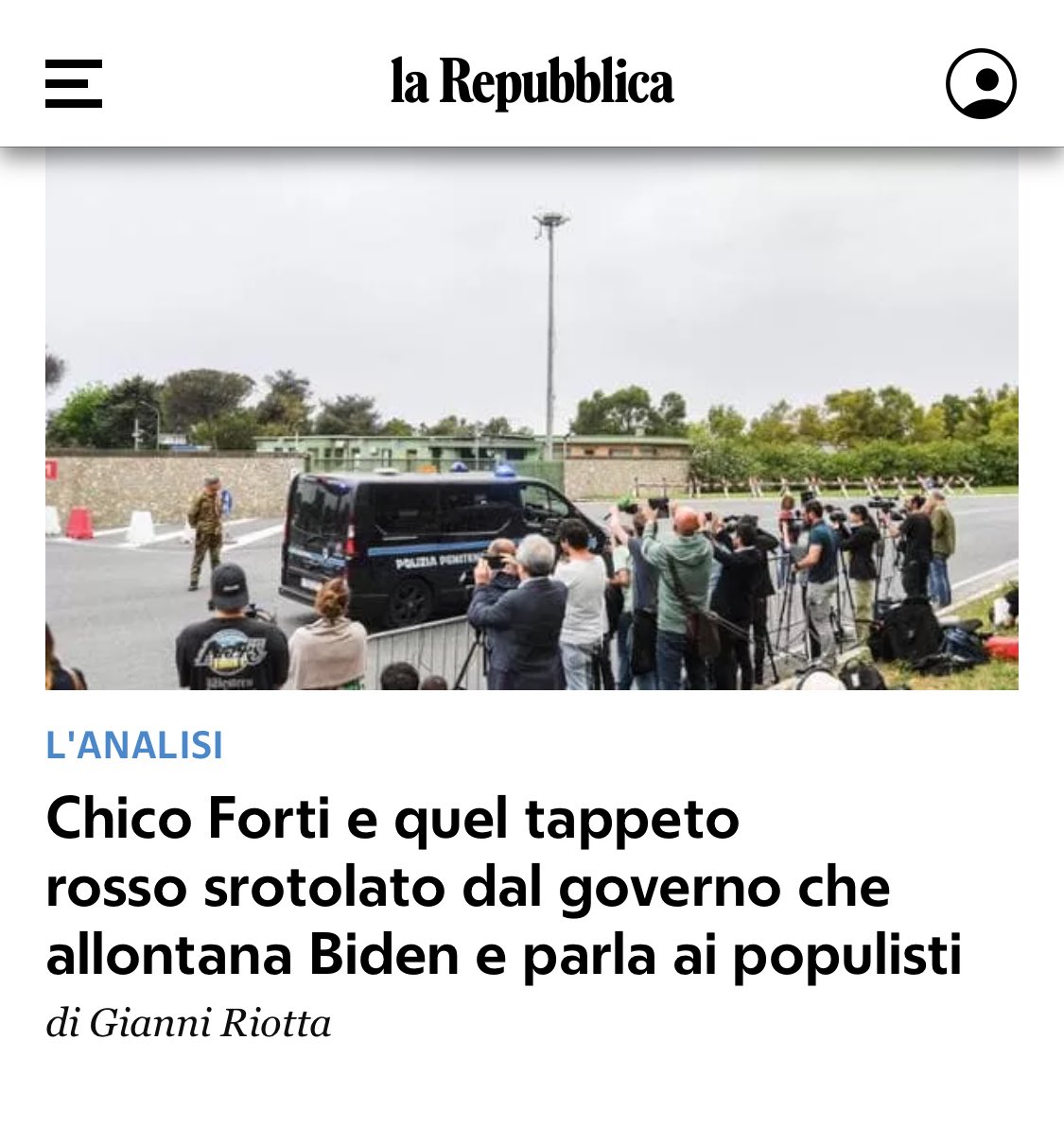 Uno schiaffo a Biden , magari per fare un piacere all’amico Trump ⁦@repubblica⁩