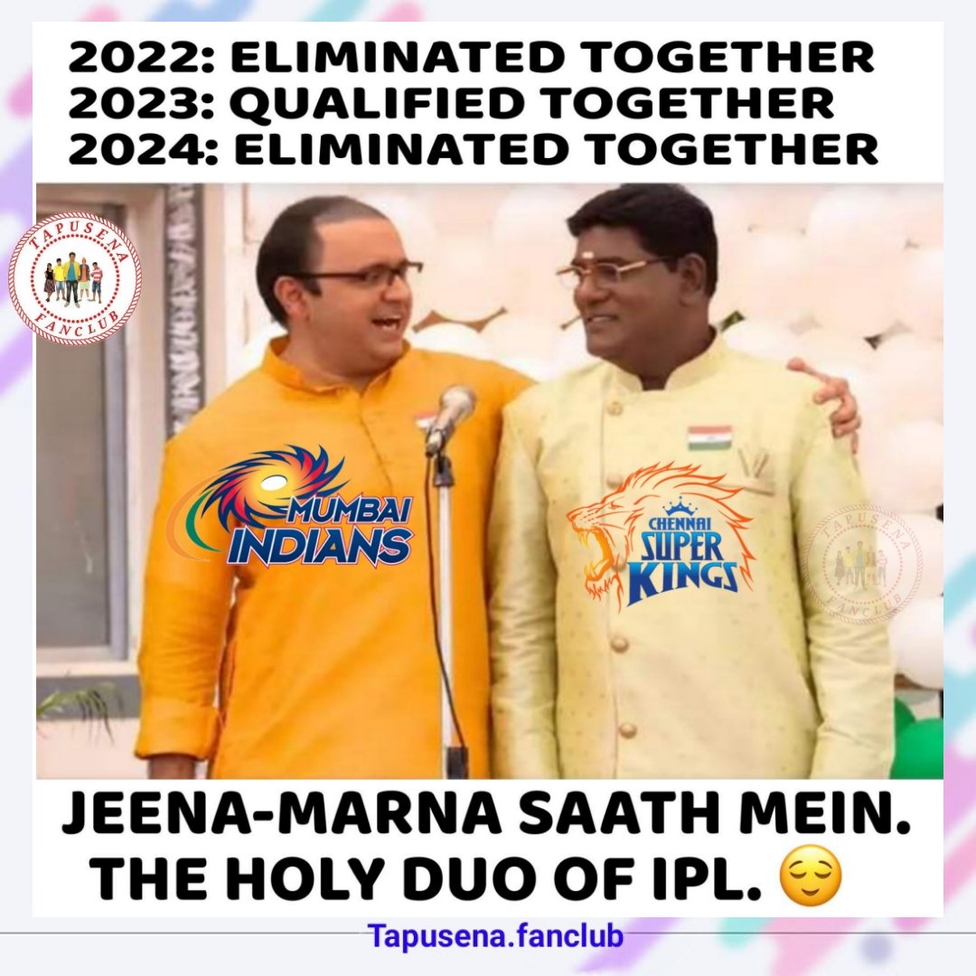 MI & CSK 💛💙 #MumbaiIndians #OneFamily #MumbaiMeriJaan #ChennaiSuperKings #Yellove #YelloveFovever #EndrendrumYellove #WhistlePodu #LoLwithTapusenafanclub #Memes #AaoTapusenafanclubKeSangHasteHain #TSFC #Tapusenafanclub #TaarakMehtaKaOoltahChashmah @CSKFansOfficial @ChennaiIPL