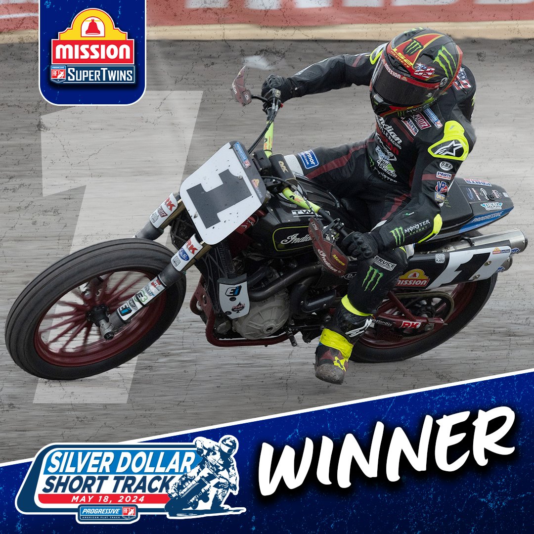 AmericanFlatTrk's tweet photo. The @MissionFoodsUS SuperTwins main event was a NAIL-BITER ๐ฌ Jared Mees fought until the end for the top of the box!
#ProgressiveAFT #SilverDollarST https://t.co/rcq8Y03BSM