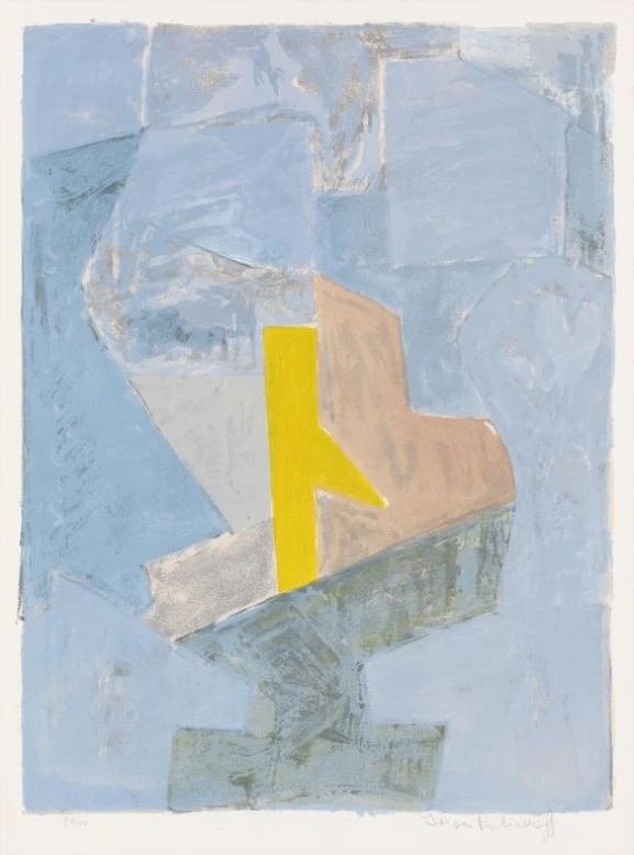 Composition bleu, jaune, gris, Serge Poliakoff - 1958