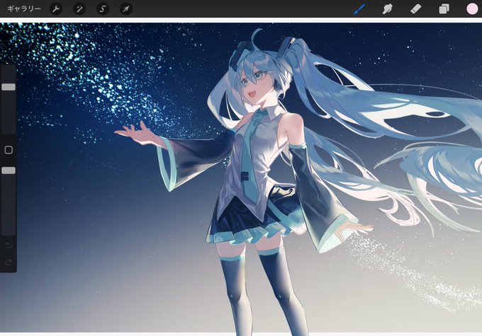 「blue hair night sky」 illustration images(Latest)
