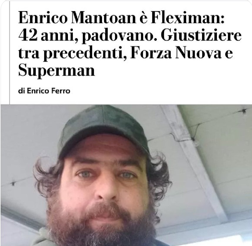 A sinistra beatificano e candidano una accusata di aggressione e lesioni, definiscono 'poeta' e 'pacifista' un assassino e poi se la prendono con #fleximan. Posso dire che Enrico Mantoan mi sta molto simpatico o è apologia di reato? Mi piacerebbe stringergli la mano. Mito.