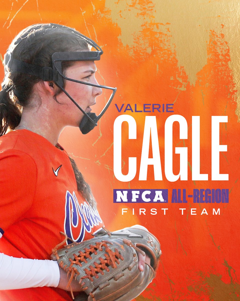 ✨ NFCA First Team All-Region ✨ Valerie Cagle is selected to an NFCA All-Region team for the fourth time as a Tiger! Congrats, Valerie 👏