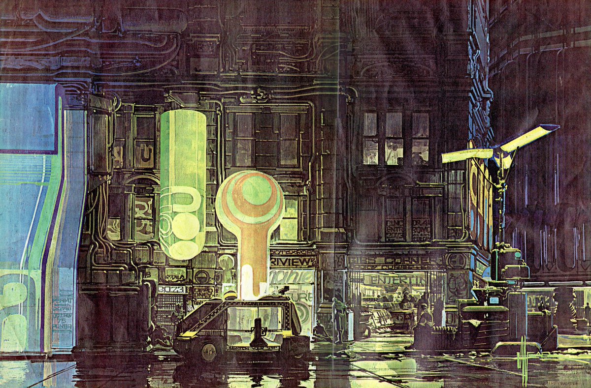 HumanoidHistory's tweet image. BLADE RUNNER concept art by Syd Mead.