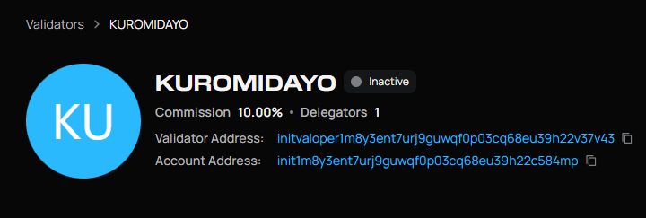 cryptoYOKOSE's tweet photo. initia (@initiaFDN)のインセンティブテストネットにValidatorとして参加してるわ

現在Active, Inactive含め9000弱Validatorがいるわね

https://t.co/RlnW51CIH9 https://t.co/GM6qhOWV59