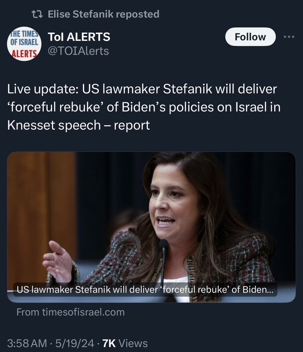 Denouncing the U.S. government in a formal address to a foreign government in the middle of a war when many members of her own party voted against aid to that same country. The invitation for this purpose and the speech itself is disgusting.