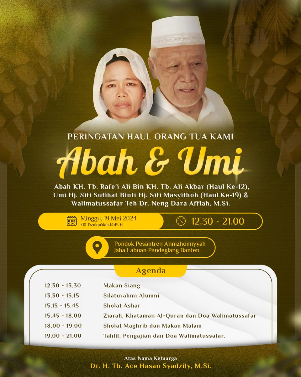 Dari sejak siang tadi dan malam ini lagi memperingati Haul Abah & Umi, minta Alfatihah-nya ya teman2 untuk orang tua kami. Alfatihah..... 🙏🙏