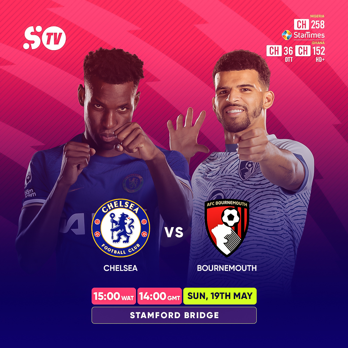 SportyTV's tweet photo. Don't miss the Premier League season finale today! ๐ด๓ ง๓ ข๓ ฅ๓ ฎ๓ ง๓ ฟโฝ
Catch Chelsea vs Bournemouth Live from Stamford Bridge on SportyTV at 4:00 PM (๐ณ๐ฌ) | 3:00 PM (๐ฌ๐ญ)
Stay tuned ๐บ๐ฟ
#SportyTVEPL #CHEBOU https://t.co/ceVcIwLz8c
