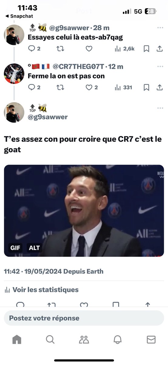 g9sawwer's tweet photo. Il avait pris son ratio ce bouffon il supprime et revient parler https://t.co/Lx4C7oyLCQ